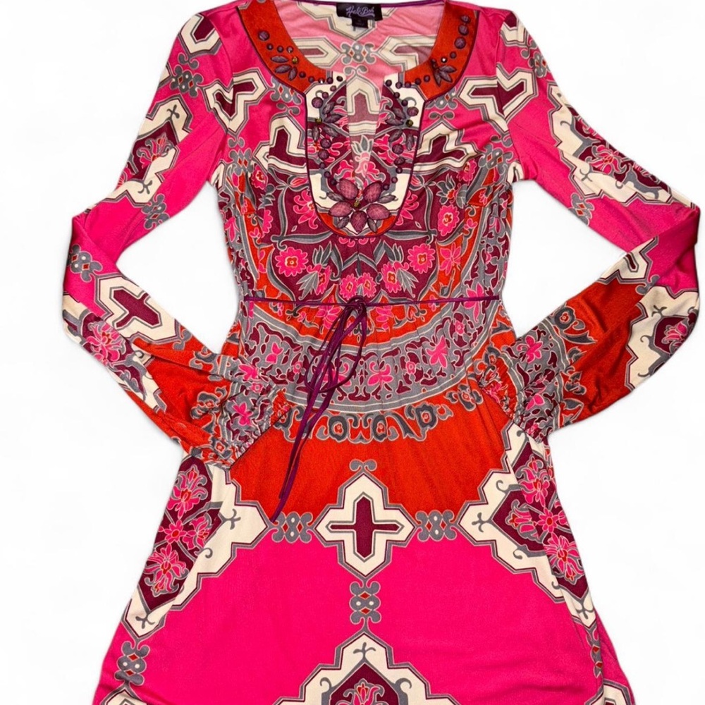 HALE BOB beade y2k retro pucci style mini dress, small, so adorable